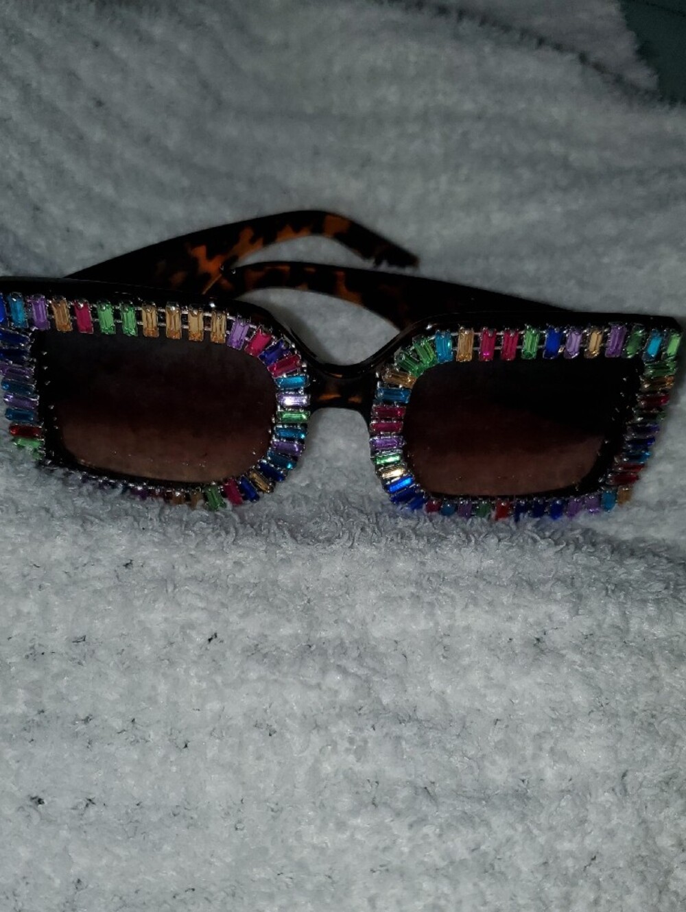 Tortoiseshell Sunglasses with Multicolor Crystal Frame